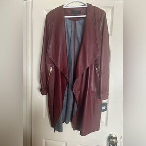 Marc New York Andrew Marc Burgundy Faux Leather Trench Jacket L NWT